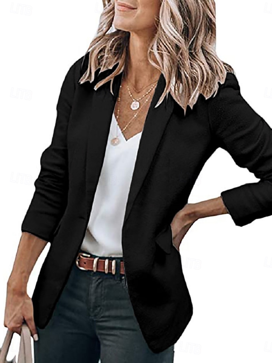 Damen Blazer Bequem Tasche Mode Lässig Einfach Straße Alltagskleidung Ausgehen Wochenende Regulär Gekerbtes Revers Schlank Langarm Oberbekleidung Schwarz Weiß Gelb Frühling Herbst 2026 - $29.99 –P11