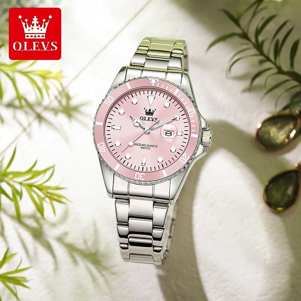 Mother's Day Gift OLEVS Women Quartz Watch Creative Minimalist Luxury Casual Calendar Date Waterproof Decoration Stainless Steel Strap Watch 2026 - $37.99 –P4