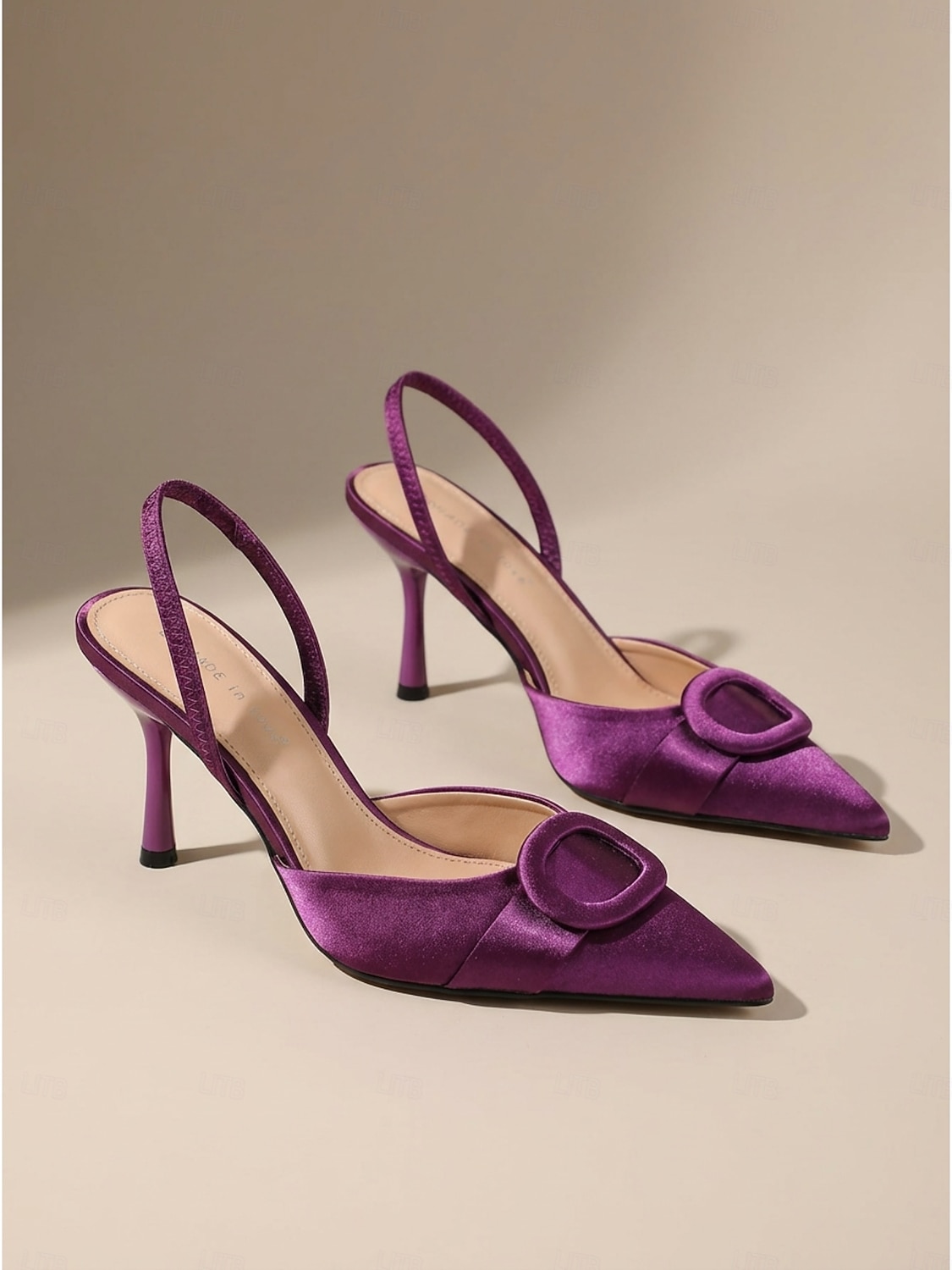 décolleté da donna con cinturino posteriore in raso viola - eleganti tacchi a spillo con fibbia per cene in vacanza e feste formali &abbigliamento quotidiano elegante del 2026 a $54.99 –P4