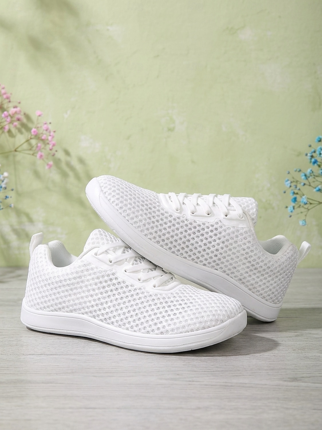 Women's White Wide Fit Breathable Mesh Sneakers - Lightweight Mesh Walking Shoes for Resort Streets, Vacation Travel & Everyday Casual Comfort 2026 - $32.99 –P1