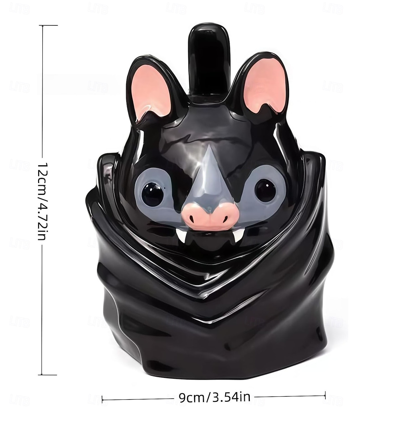 Snygg resinmugg med fladdermustema, upp och ner-vänd silhuett med kreativt svanshandtag, rolig och hållbar kaffekopp för hemmakontor, unik presentidé för halloween och högtider 2026 - $23.99 –P10