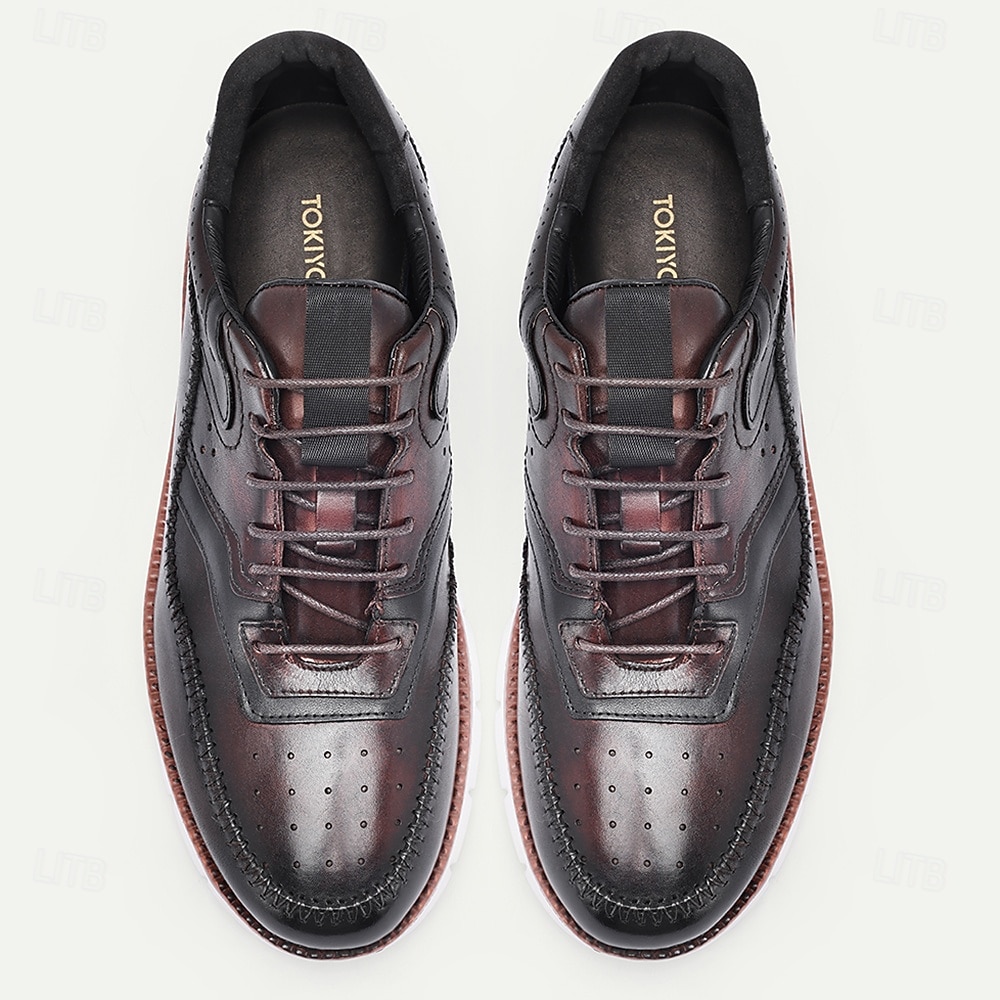 Grüne Herren-Sneaker aus echtem Leder – atmungsaktives Wingtip-Design, elegante Freizeitschuhe, geeignet für Büro, Party und Alltag 2026 - $84.99 –P7