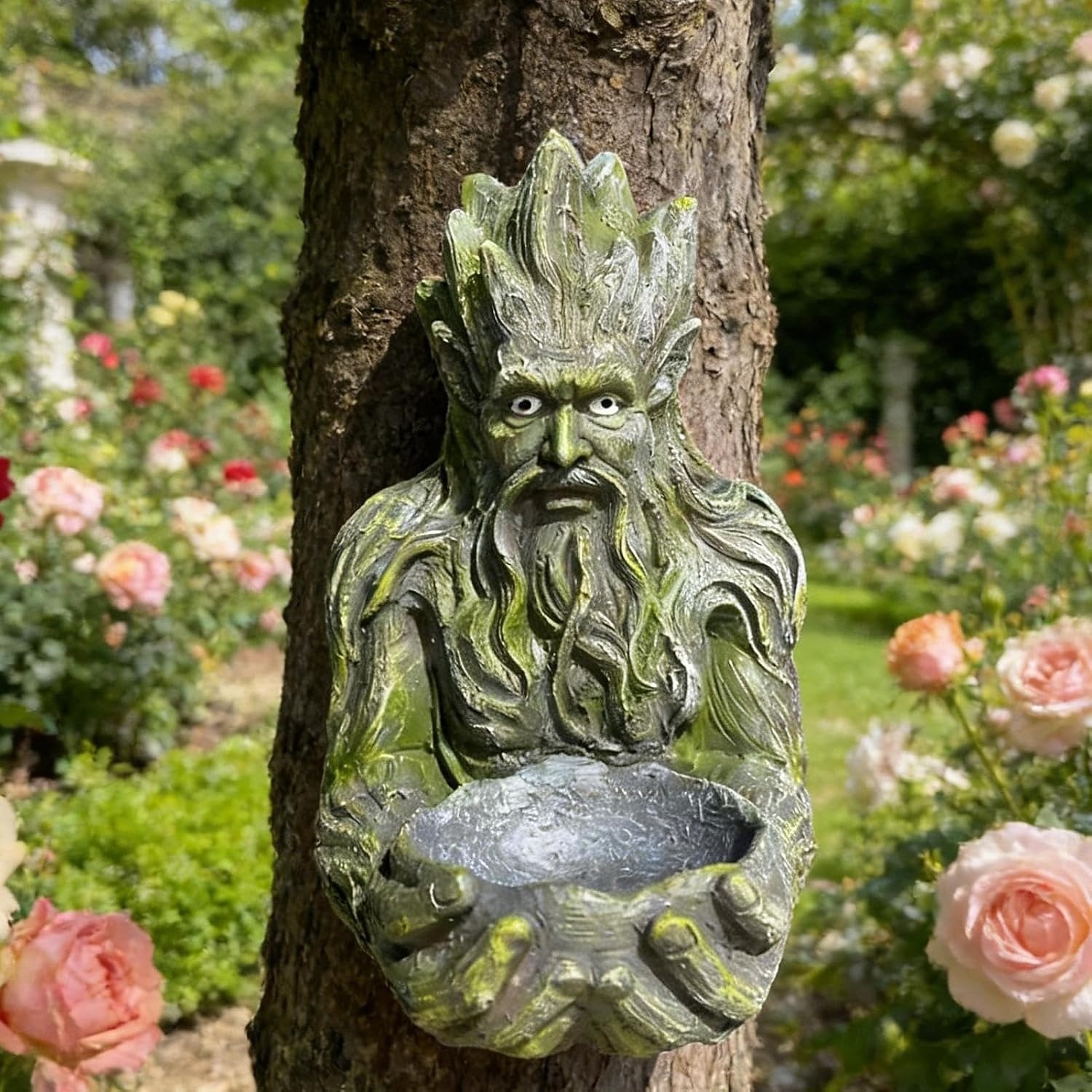 forntida trädformad fågelmatare skulptur, nyckfull trädgubbe utomhus trädgårdsdekor med dold nyckelhålshängare, hartsmaterial, perfekt för fåglar, terrass innergård &magisk trädgårdsgåva 2026 - $20.99 –P3