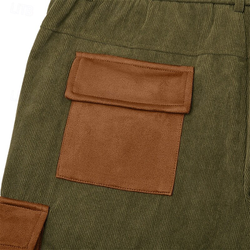 Homens Calças Cargo Calça cargo Calças de Veludo Calças de trabalho Calça casual Cintura elástica Bolso multi Perna reta Bloco de cor Retalhos Respirável Comprimento total Ao ar livre Casual Diário de 2026 por zł113.42 –P8
