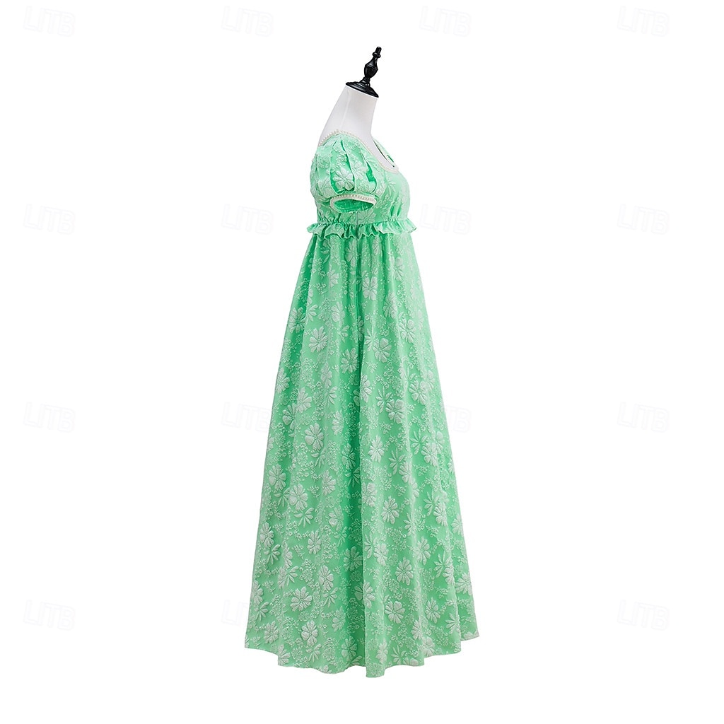 Retro Vintage Mittelalterlich Renaissance Bodenlang Kleid Ballkleid Kleid im Regency-Stil Puffärmel / Ballon Jacquard Blumen Kostüm Damen Halloween Karneval Abschlussball Hochzeit Maskerade Erwachsene 2026 - $55.99 –P22