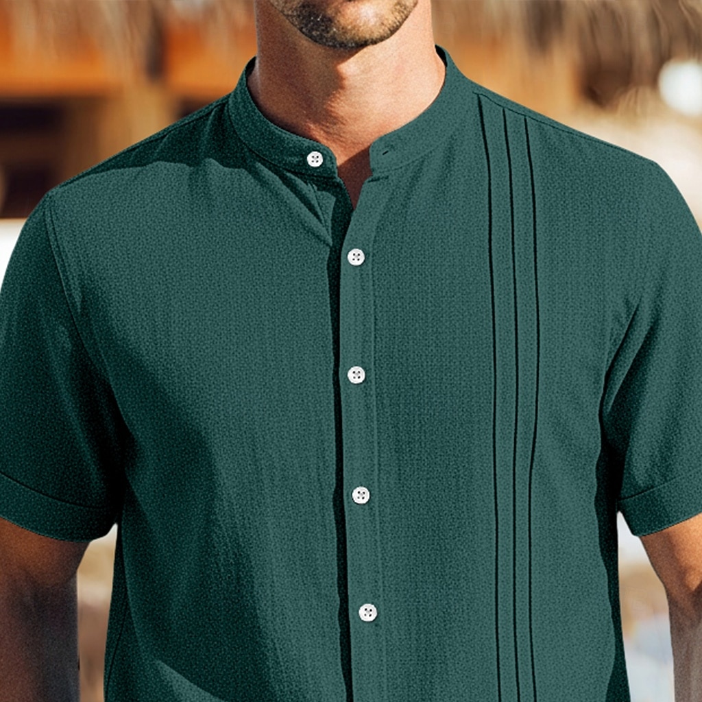 Per uomo Camicia Camicia di lino Camicia popover Camicia Estiva Abbigliamento da spiaggia Camicia con colletto alla coreana Semplice Casuale Quotidiano Nero Bianco Cachi Manica Corta Collo alla del 2026 a $25.99 –P2