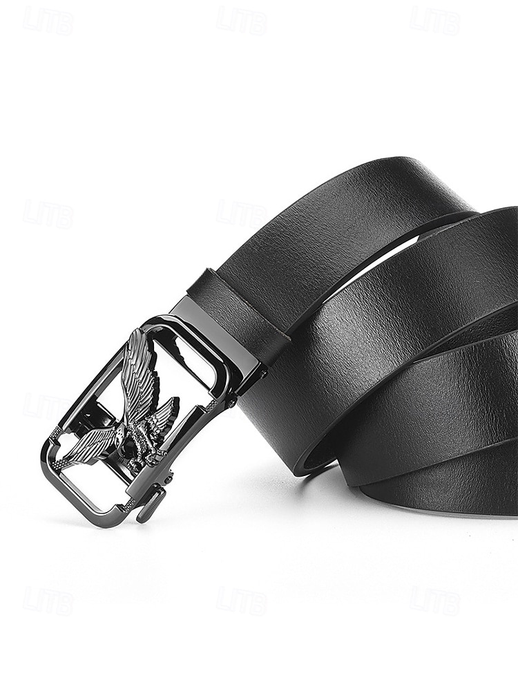 Echtleder-Herrengürtel mit Adler-Automatikschnalle – luxuriöser Rindsledergürtel für Business, Hochzeiten und formelle Alltagskleidung – stilvoller Ratschengürtel in verschiedenen Farben und Ausführungen 2026 - $18.99 –P6
