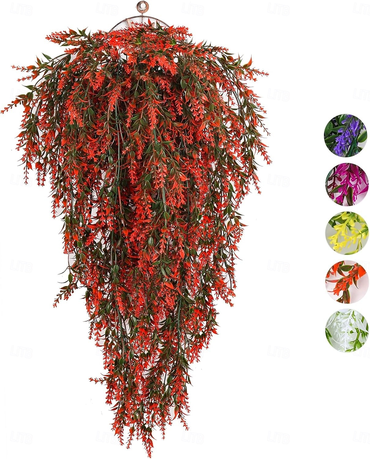 Conjunto de 4 arranjos de flores artificiais para pendurar, trepadeiras artificiais para exterior, resistentes aos raios UV, decoração de fundo para jardim, varanda, janela, pátio, vasos suspensos, de 2026 por $21.99 –P10