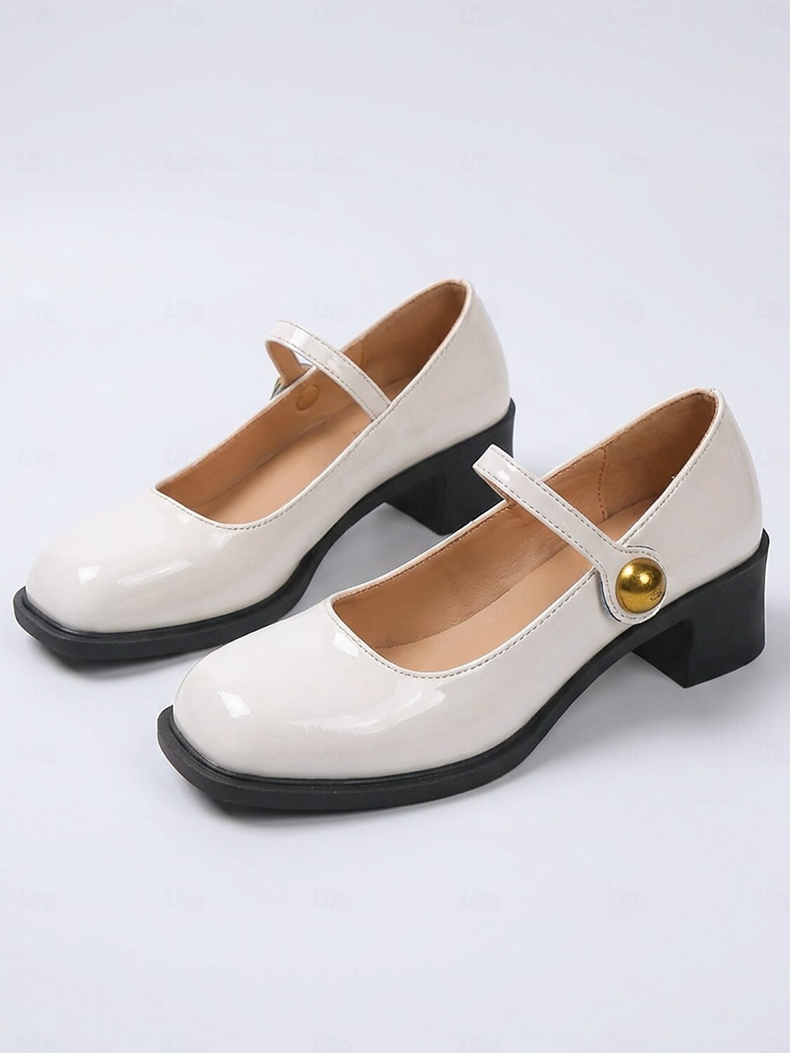 Женские красные туфли-мэри-джейн на устойчивом каблуке — удобные лакированные туфли на среднем каблуке из искусственной кожи с регулируемым ремешком для работы в офисе, делового повседневного стиля и ежедневных поездок на работу. 2026 - $19.99 –P3