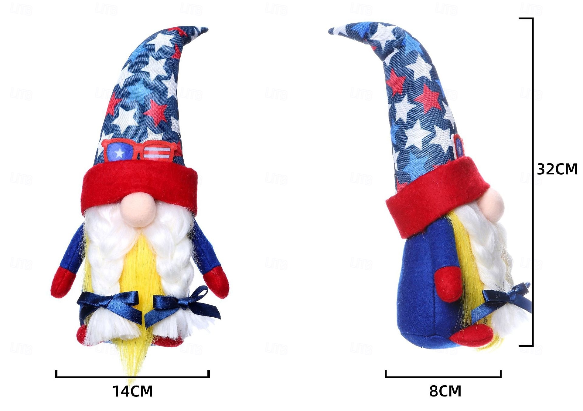 Independence Day Striped Pentagram Faceless Doll Dwarf Rudolf Doll Ornament Cartoon American Style 2026 - $13.99 –P8