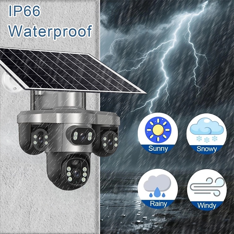8K Solar-Powered Surveillance Camera Full HD Triple Lens Color Night Vision Human Detection Two-Way Audio IP66 Waterproof Rating 2026 - $185.99 –P2