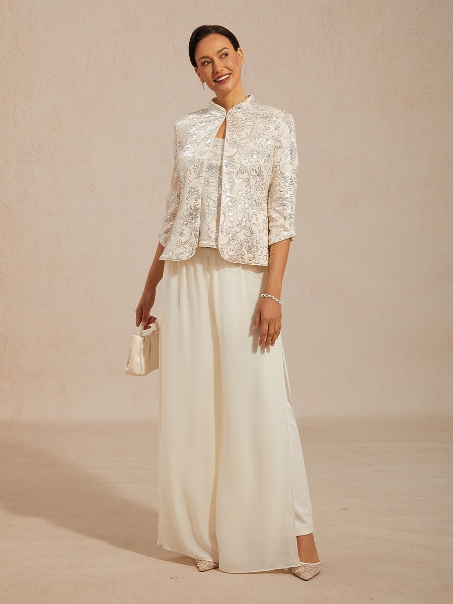 نسائي Jacket توينست ترتر ورد زخرفات أنيق 3/4 الكم اليوسفي طوق حفلة ليلية ملابس الحفلات والسهرات الملابس الرسمية البيج الصيف الربيع الخريف 2026 - $126.99 –P3