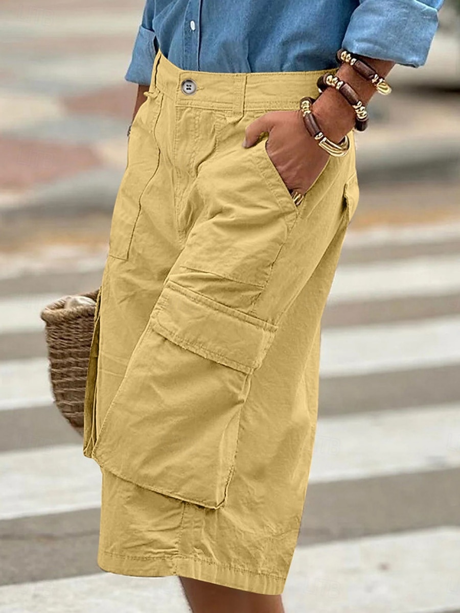 Femmes Bermuda Shorts Capri Pantalon capri Shorts cargo Mode Streetwear Basique Longueur mollet Taille haute Uni Multi-poches Respirabilité Confortable Non Elastique Quotidien Vacances Rue Rouge de 2026 ? $35.99 –P6