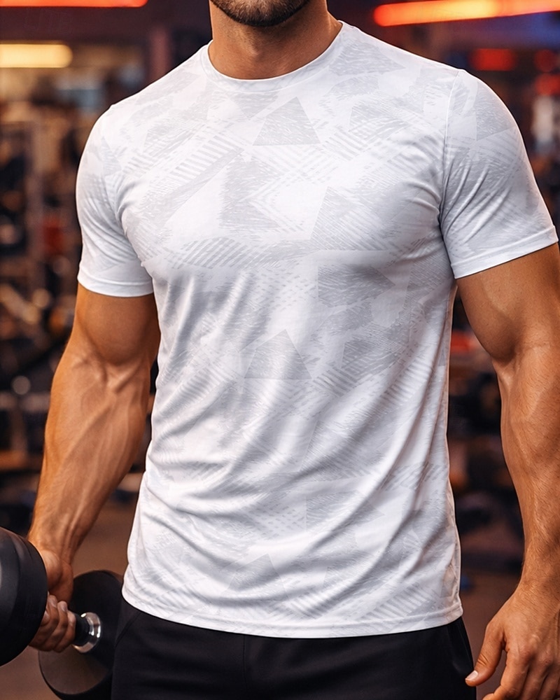 Муж. камуфляж Футболка для бега Компрессионная футболка Спортивная рубашка Спортивный топ Лето С короткими рукавами Быстровысыхающий Влагоотводящие Дышащий Тренировка в тренажерном зале Прогулки Бег 2026 - $18.99 –P4