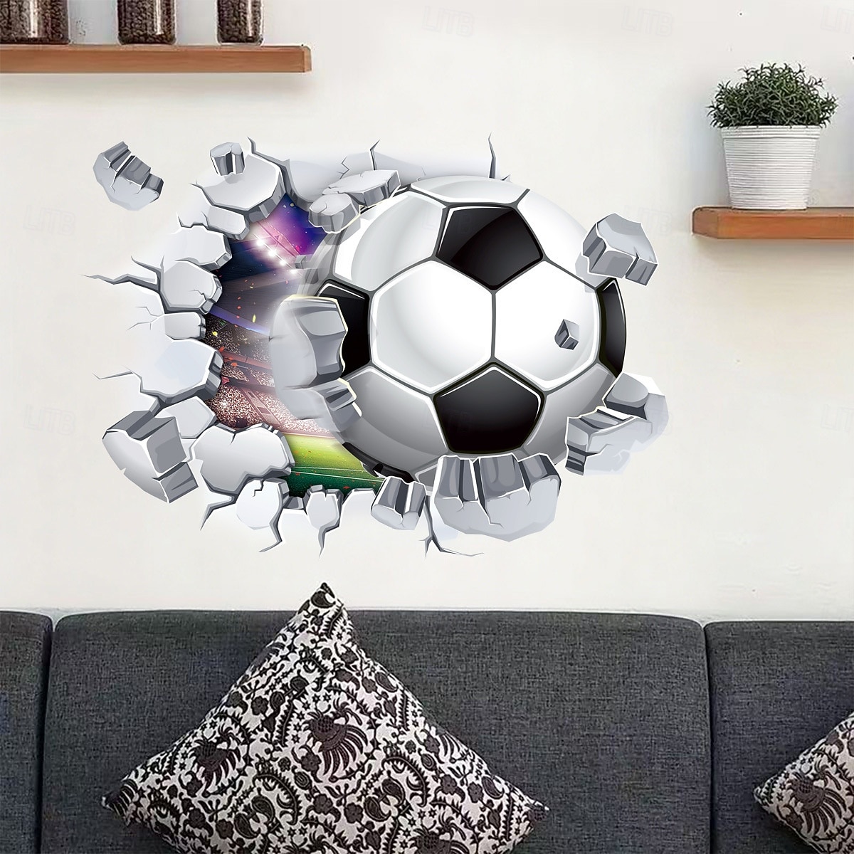 Veggklistremerke til sommerkamp med fotball, statisk fotballveggklistremerke for fans, avtakbart vindusklistremerke til festdekor, dekorasjon av sportsbaratmosfære i stue og soverom 2026 - $19.99 –P2