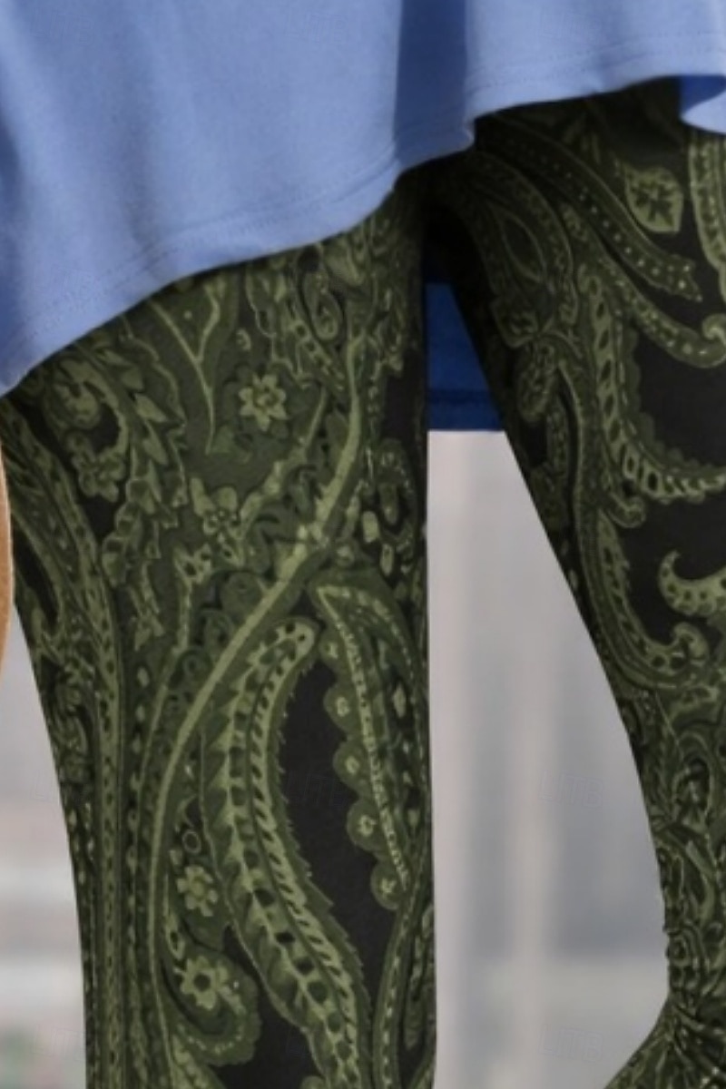 Damen Chinos Leggings Urlaub Vintage Streetwear Capris Hohe Taille Blumen Grafik Paisley-Muster Drucken Komfort Weich Bequem Dehnbar Täglich Outdoor Urlaub Grün Sommer Frühling Herbst Schmale Passform 2026 - $19.99 –P2