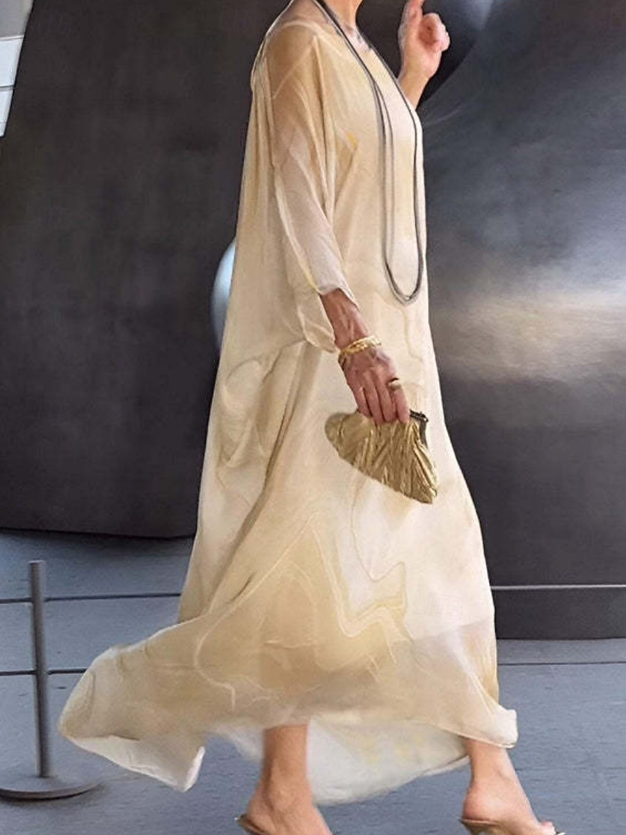 Femmes Robe maxi Robe de Cocktail Robe en Chiffon Robe Imprimée Élégant Mode Moderne Extérieur Vacances Sortir Coupe Ample Marbre Manche Courte Col ras du cou Bleu Jaune Rouge Gris Été Printemps de 2026 ? $32.99 –P3