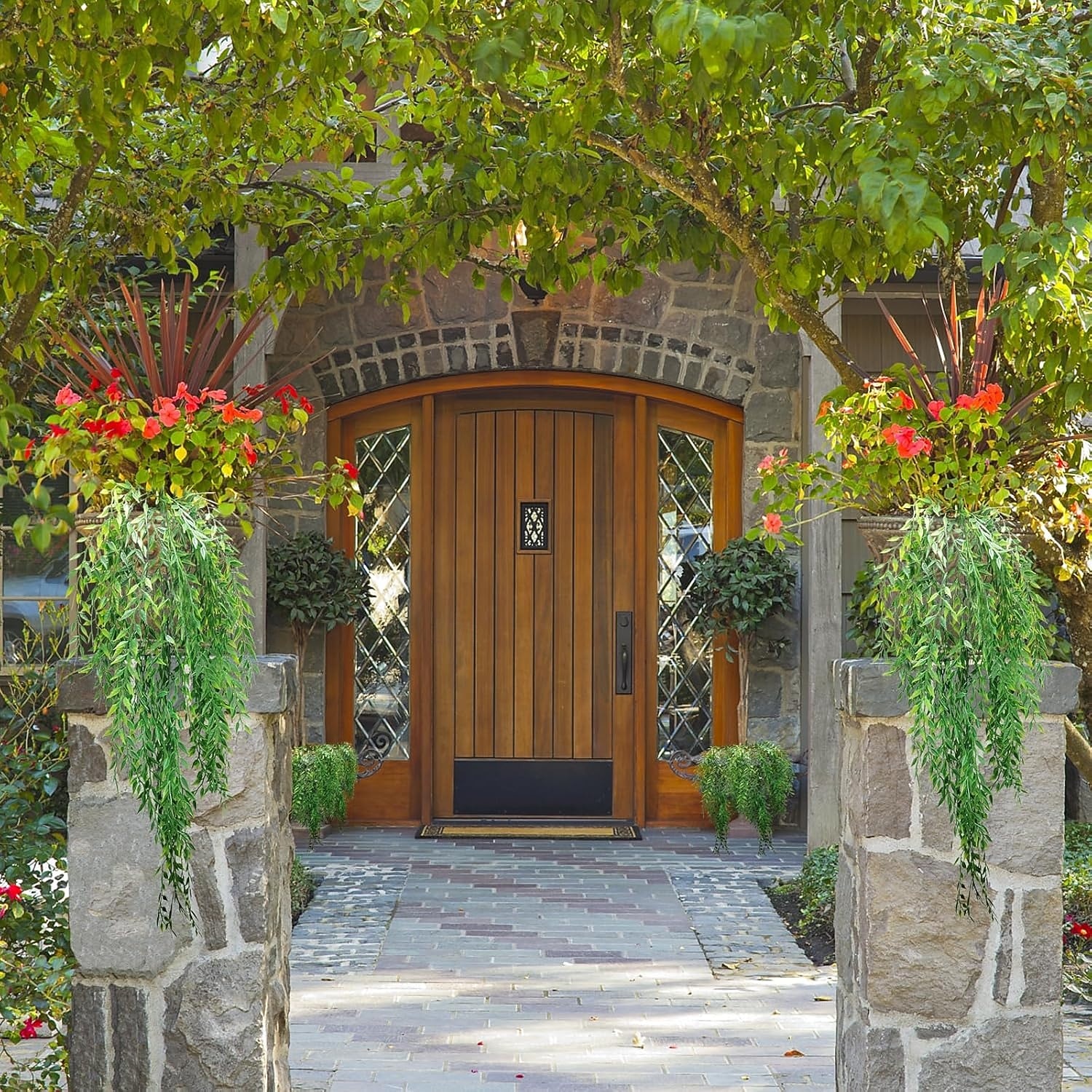 4 ks umělé girlandy závěsné révy falešné listy smuteční vrby falešná zeleň umělé rostliny realistická dekorace pro domácí kancelář do interiéru a exteriéru 2026 - $24.99 –P5