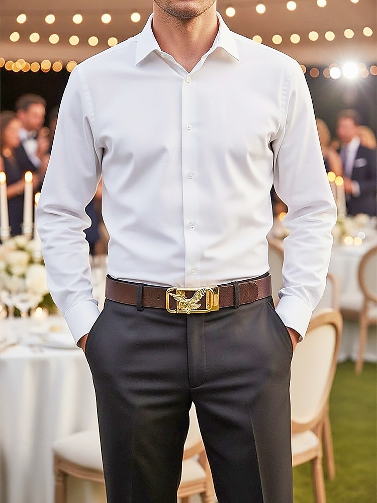 Echtleder-Herrengürtel mit Adler-Automatikschnalle – luxuriöser Rindsledergürtel für Business, Hochzeiten und formelle Alltagskleidung – stilvoller Ratschengürtel in verschiedenen Farben und Ausführungen 2026 - $18.99 –P1
