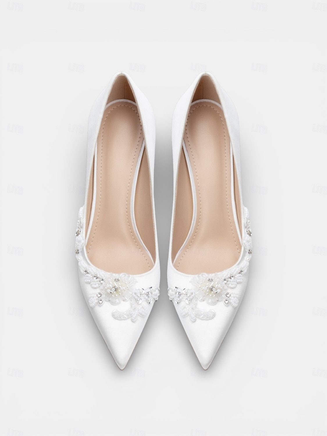Dámské bílé špičaté boty na vysokém podpatku s květinovou výšivkou - elegantní svatební lodičky pro městské svatby 2026 - $54.99 –P5