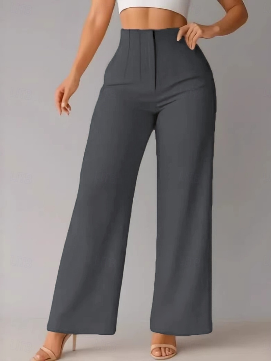 Mulheres Perna larga chinês Elegante Moda Roupa de rua Comprimento total Cintura Alta Tecido Confortável Macio Micro-Elástica Ao ar livre Escritório Rua Azul Preto Branco Marron Primavera Outono de 2026 por $36.99 –P4