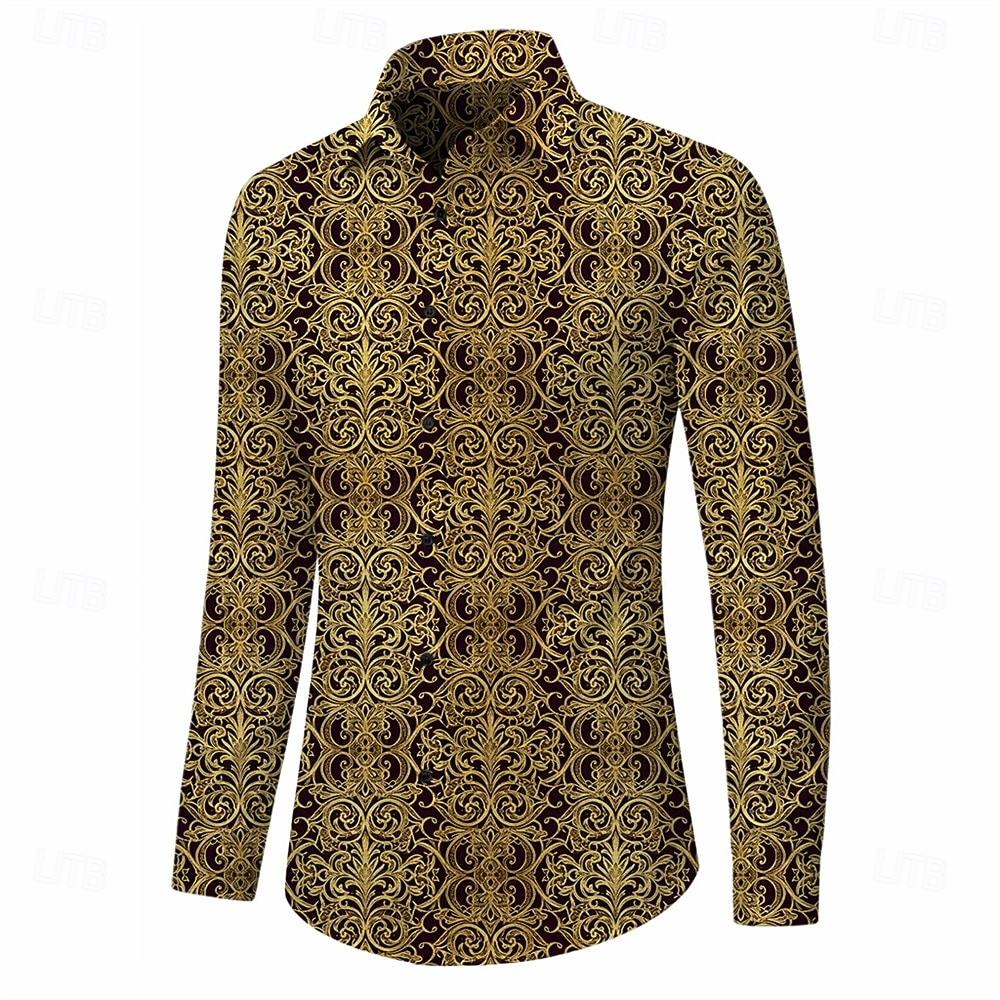 Rétro Vintage Années 1970 Chemise Chemise Aloha Manches longues Hippie Géométrique Déguisement Homme Mascarade Festival de Musique Soirée Tenue quotidienne Adulte Chemise de 2026 ? $23.99 –P1