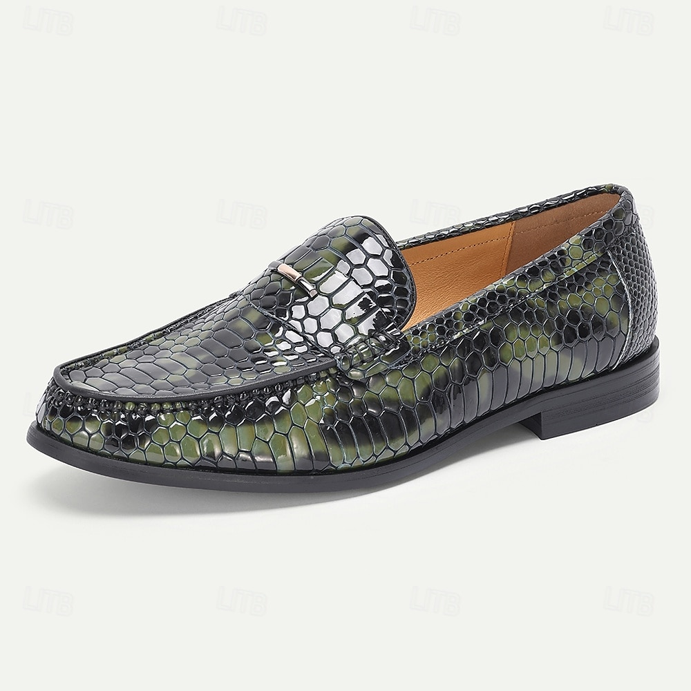 Mocassins pour homme en cuir premium imprimé serpent, tendance et audacieux, parfaits pour les vacances et les sorties nocturnes. de 2026 ? $84.99 –P2