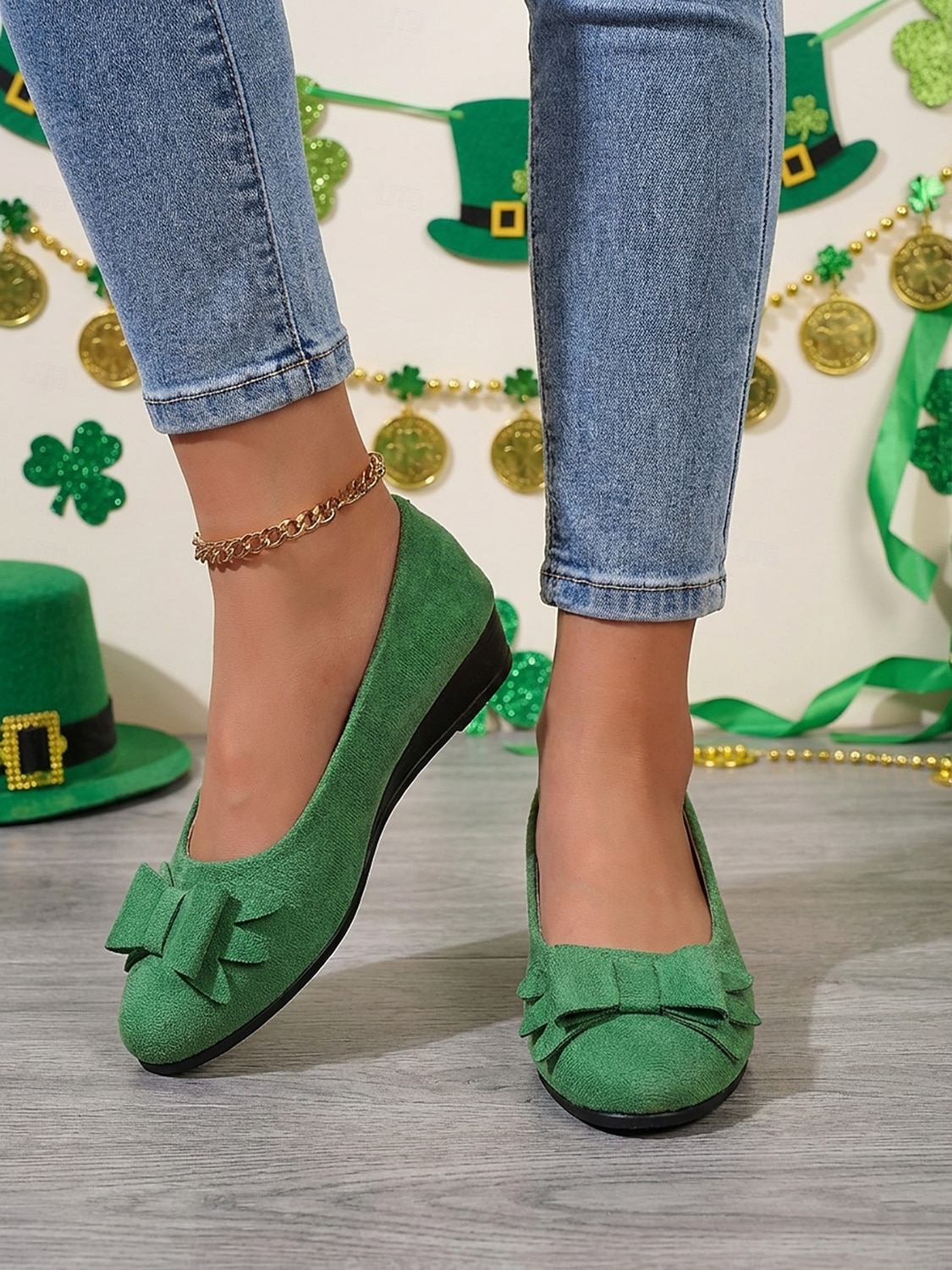 Women's St. Patrick's Day Green Bow Ballet Flats - Casual Slip-On Comfort Low Heel Dress Shoes, Festive Irish Style for Parades, Parties, Holiday Events, Office Wear & Daily Casual Outfits 2026 - $19.99 –P3