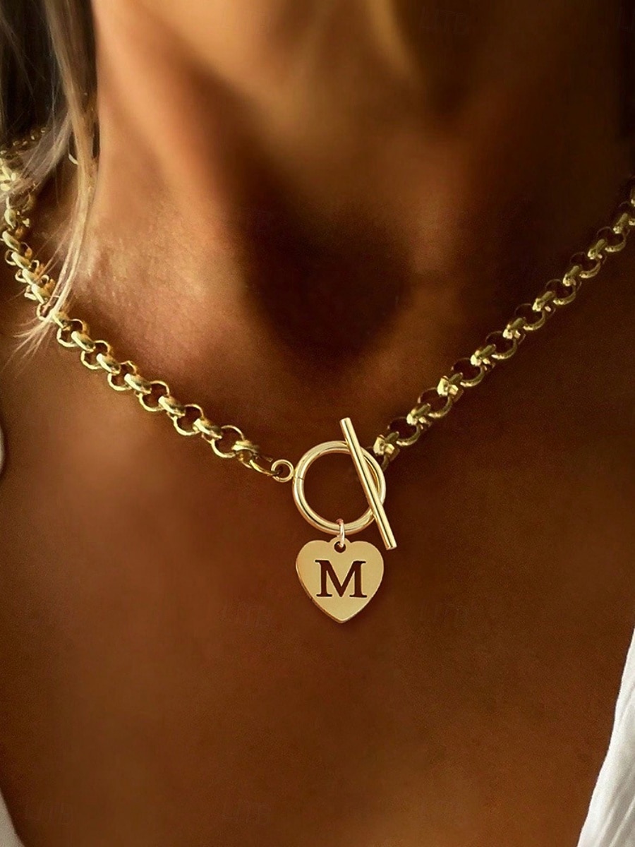 1 pc שרשראות תליון שרשרת For בגדי ריקוד נשים יומי רחוב מתנה פלדת על חלד צורת אלפבית 2026 - $4.99 –P1