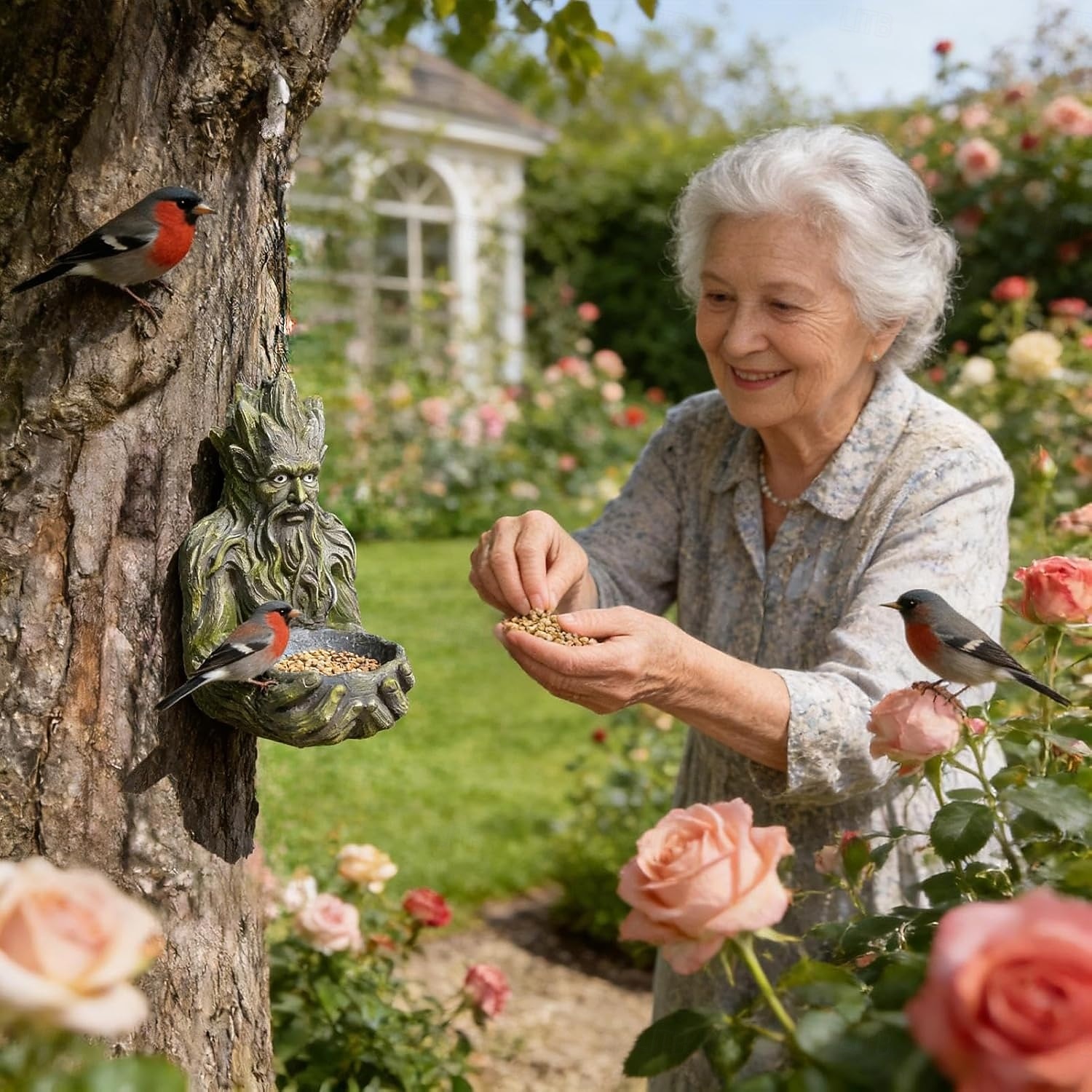 forntida trädformad fågelmatare skulptur, nyckfull trädgubbe utomhus trädgårdsdekor med dold nyckelhålshängare, hartsmaterial, perfekt för fåglar, terrass innergård &magisk trädgårdsgåva 2026 - $20.99 –P5