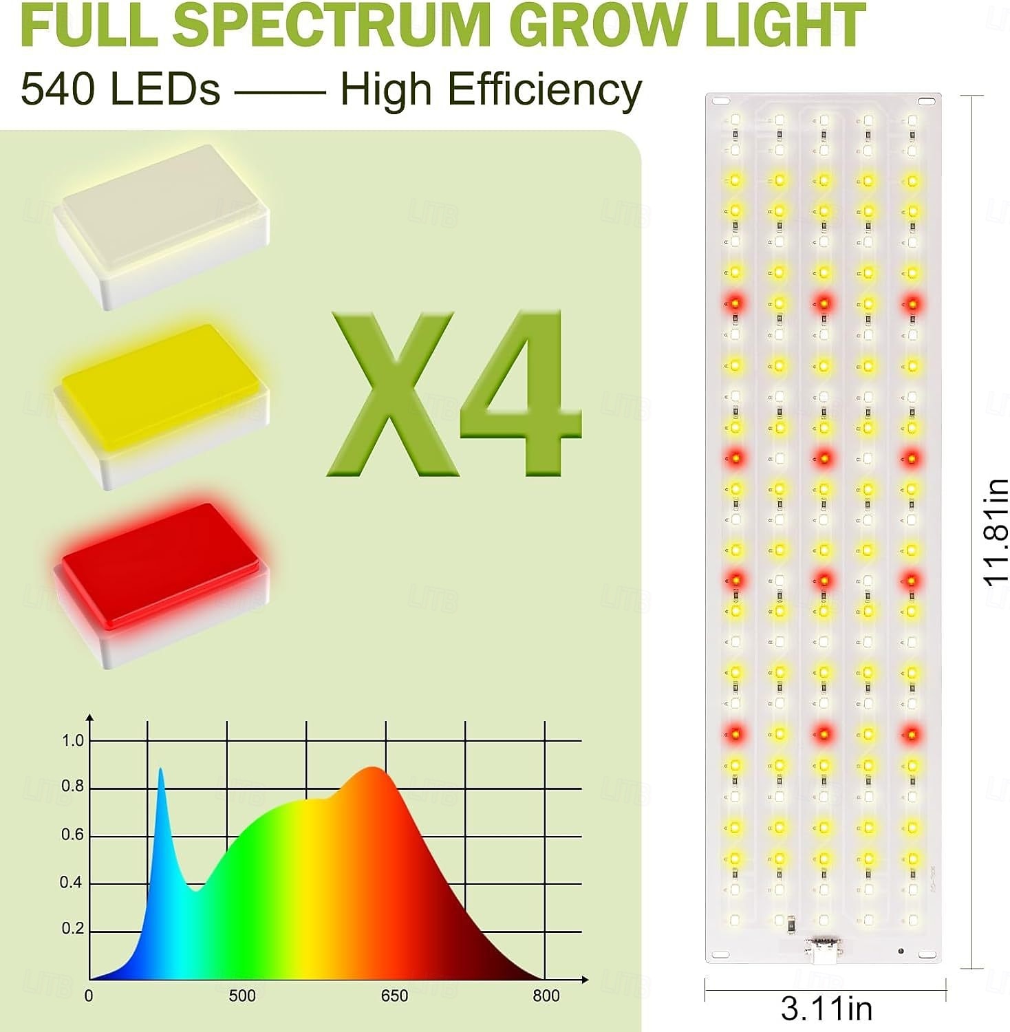Светильник для выращивания растений, полноспектральный светильник для комнатных растений, 270/405/540 светодиодов, автоматический таймер включения/выключения на 3/9/12 часов, 3 режима освещения, 9 2026 - $26.99 –P2