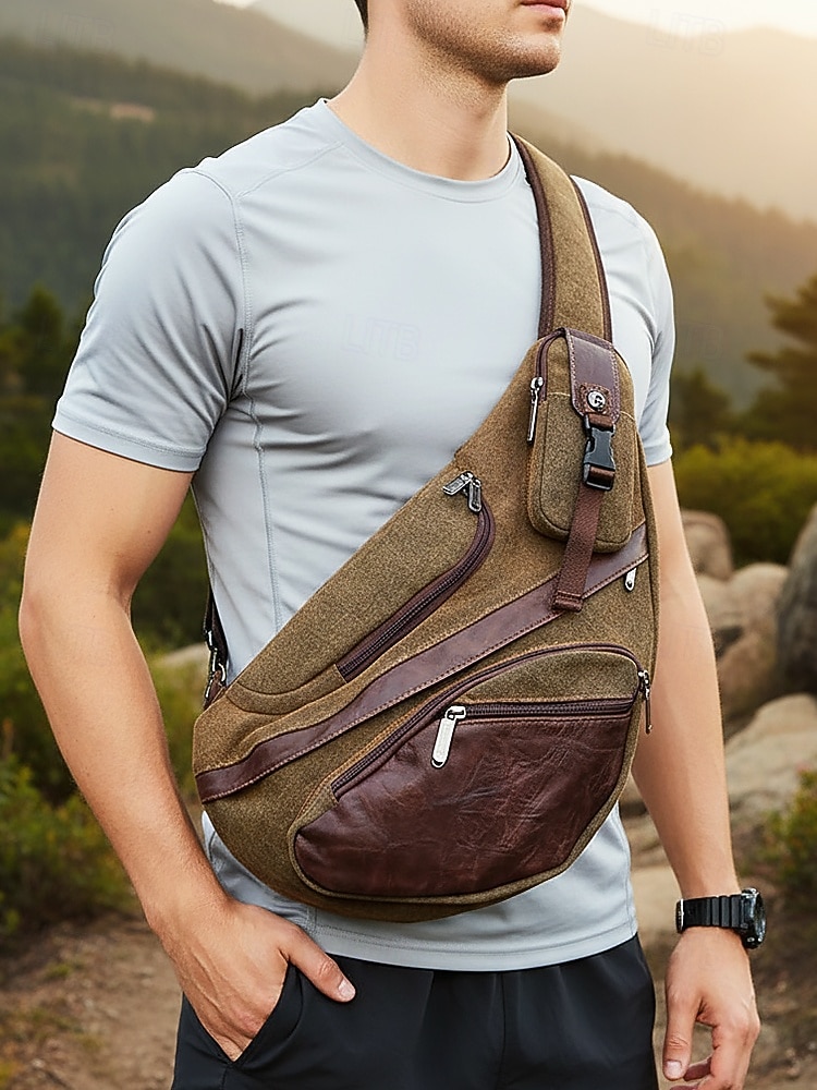 Borsa a tracolla da uomo in tela, zaino casual a tracolla di grande capacità, zaino sportivo vintage da esterno per viaggi quotidiani, escursionismo, ciclismo, palestra, lavoro e uso quotidiano casual del 2026 a $32.99 –P1