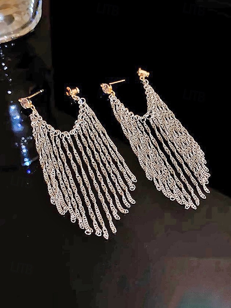 Elegante, lange Quastenohrringe aus einer Legierung für Damen, funkelnder Statement-Ohrring für Hochzeiten, Abendveranstaltungen und festliche Anlässe. 2026 - $7.99 –P8