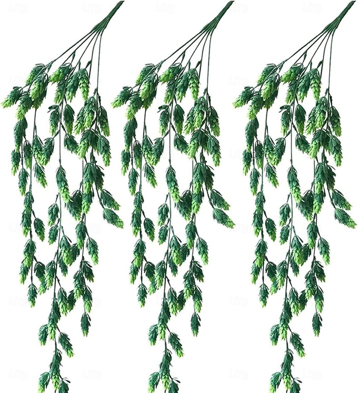 3 ks umělých girland z ananasové révy, 5-stonkové matné růžové umělé zelené révy, umělé závěsné rostliny do domácnosti &svatební dekorace 2026 - $17.99 –P1