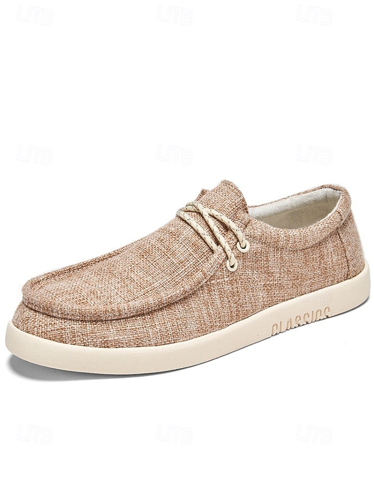 Miesten beigenväriset espadrille-slip-on-kengät, pehmeä kangaspäällinen, rento mukavuuspohja, rento ulkoilutyyli lomalle, kävelyyn ja matkustamiseen 2026 - $34.99 –P14