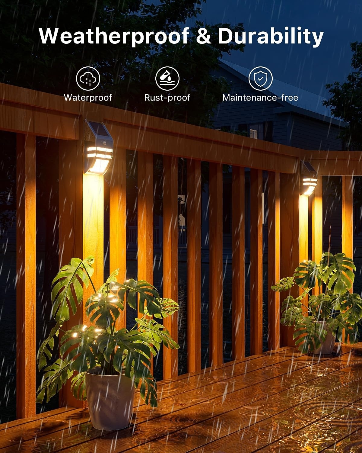 Luces solares de acero inoxidable para cercas, para exteriores, impermeables, con sensor de movimiento, para postes de patio, terrazas, porches, barandillas de escaleras, muelles, portones, pasarelas, 2026 - $46.99 –P4