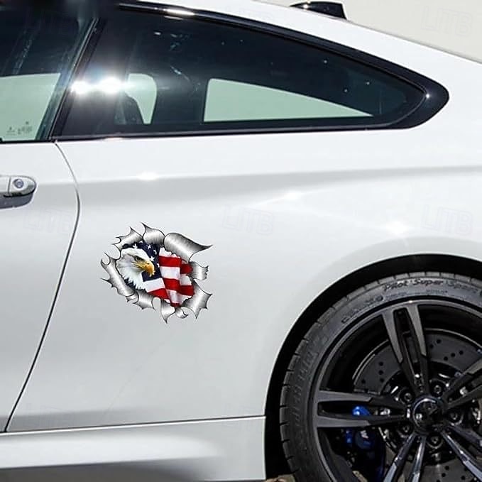 10 pegatinas de vinilo impermeables con la bandera estadounidense y águila calva para autos, camiones, SUV, ventanas y puertas. Grandes calcomanías gráficas para el Día de la Independencia. 2026 - $18.99 –P3