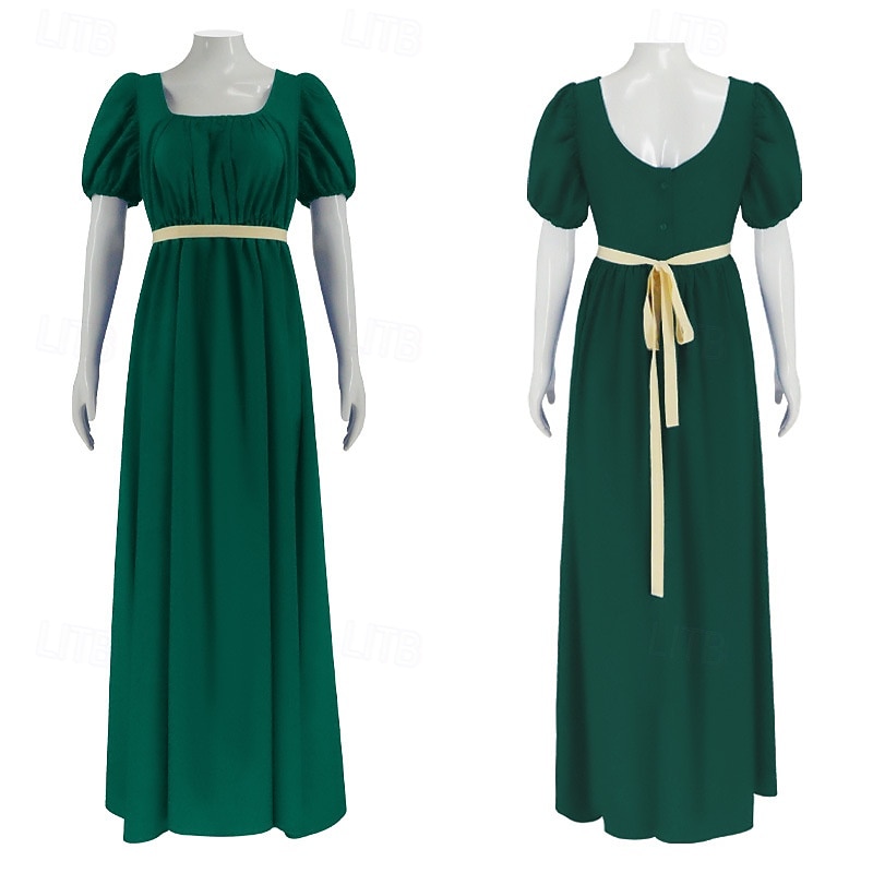 19. Jahrhundert Regency-Zeit Knöchellänge Kleid Kurze Ärmel Prinzessin Dame Edelfrau Einfarbig Quadrathals Kostüm Damen königlich Halloween Karneval Teegesellschaft LARP Renaissance-Messe Erwachsene 2026 - $58.99 –P8