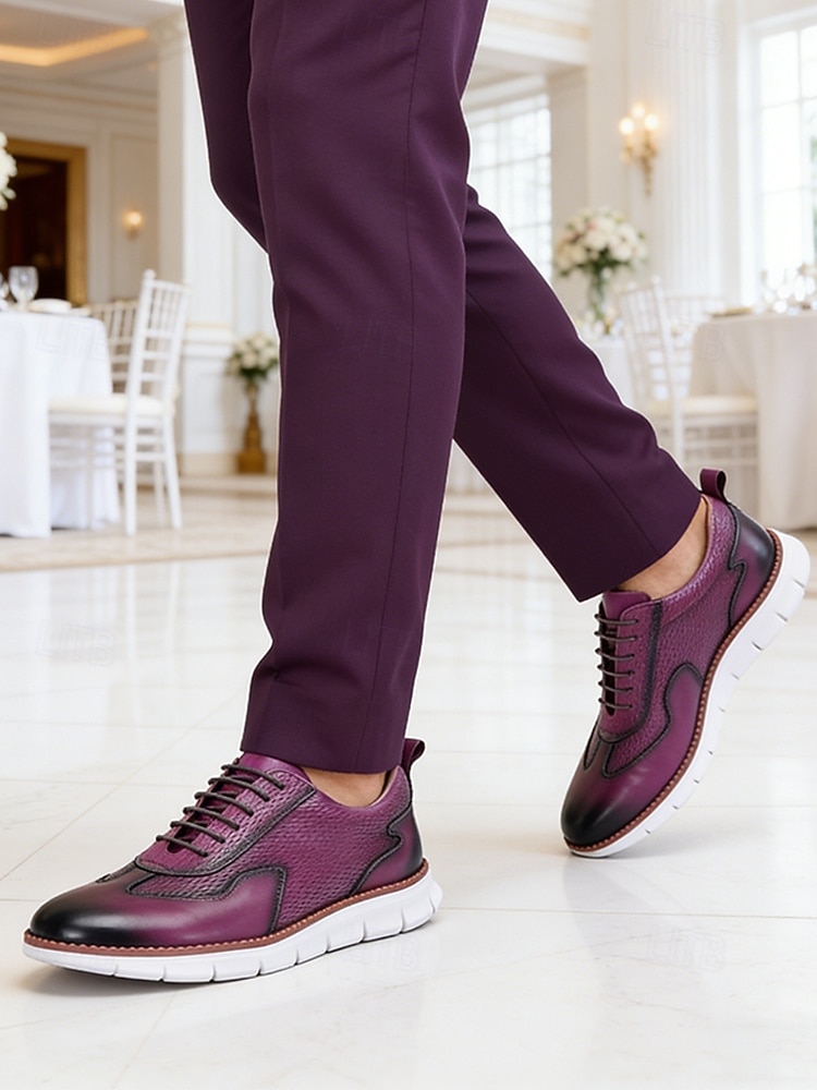 Tênis masculino de couro legítimo cor bordô, elegantes sapatos para noivo e padrinhos. de 2026 por $79.99 –P2