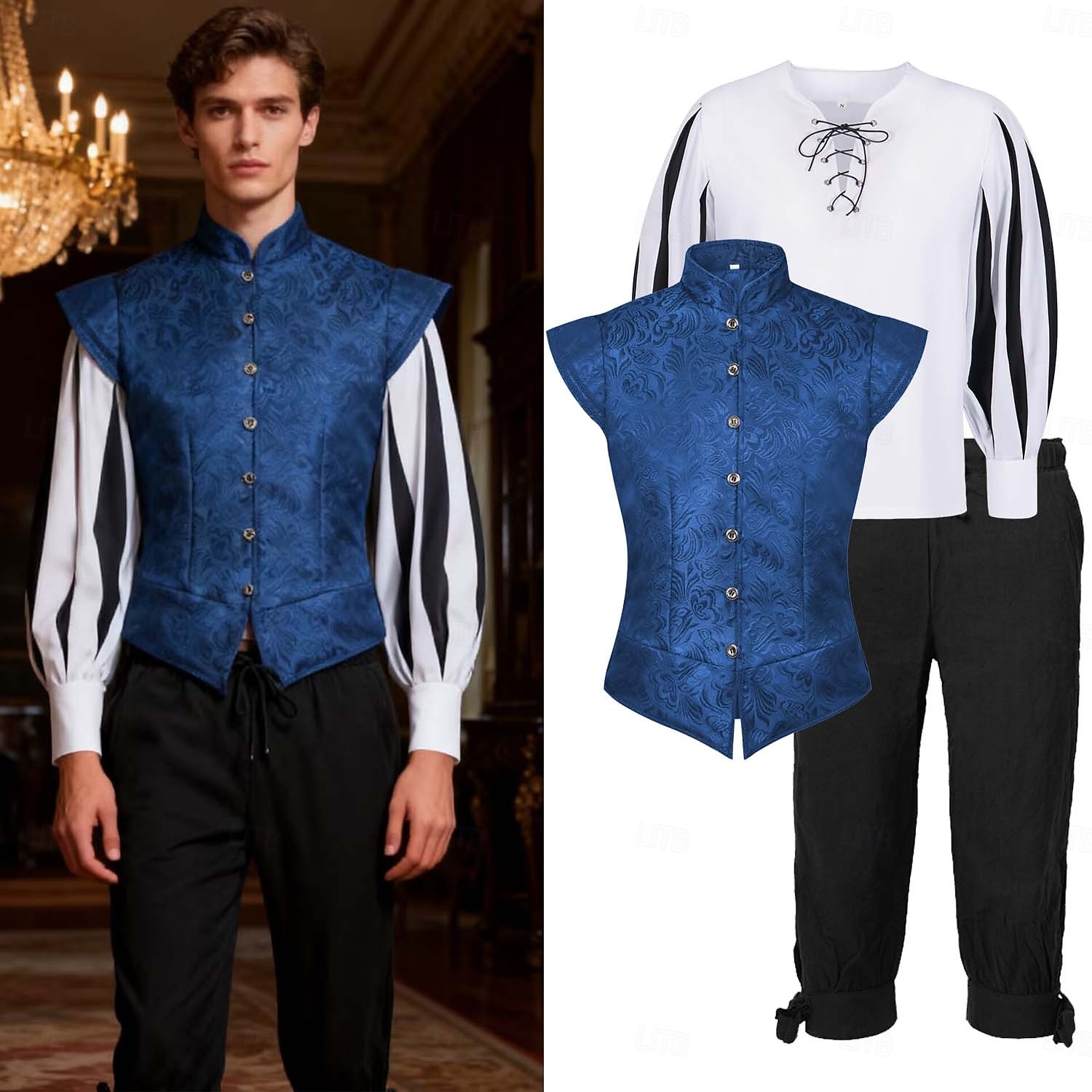 Medieval Renacimiento Disfraz de lujo Caballero caballero celta Atuendo real Disfraz Hombre Fantasía Víspera de Todos los Santos Carnaval Rendimiento LARP Feria Ren Adulto Chalecos Camisas Pantalones 2026 - $105.99 –P12