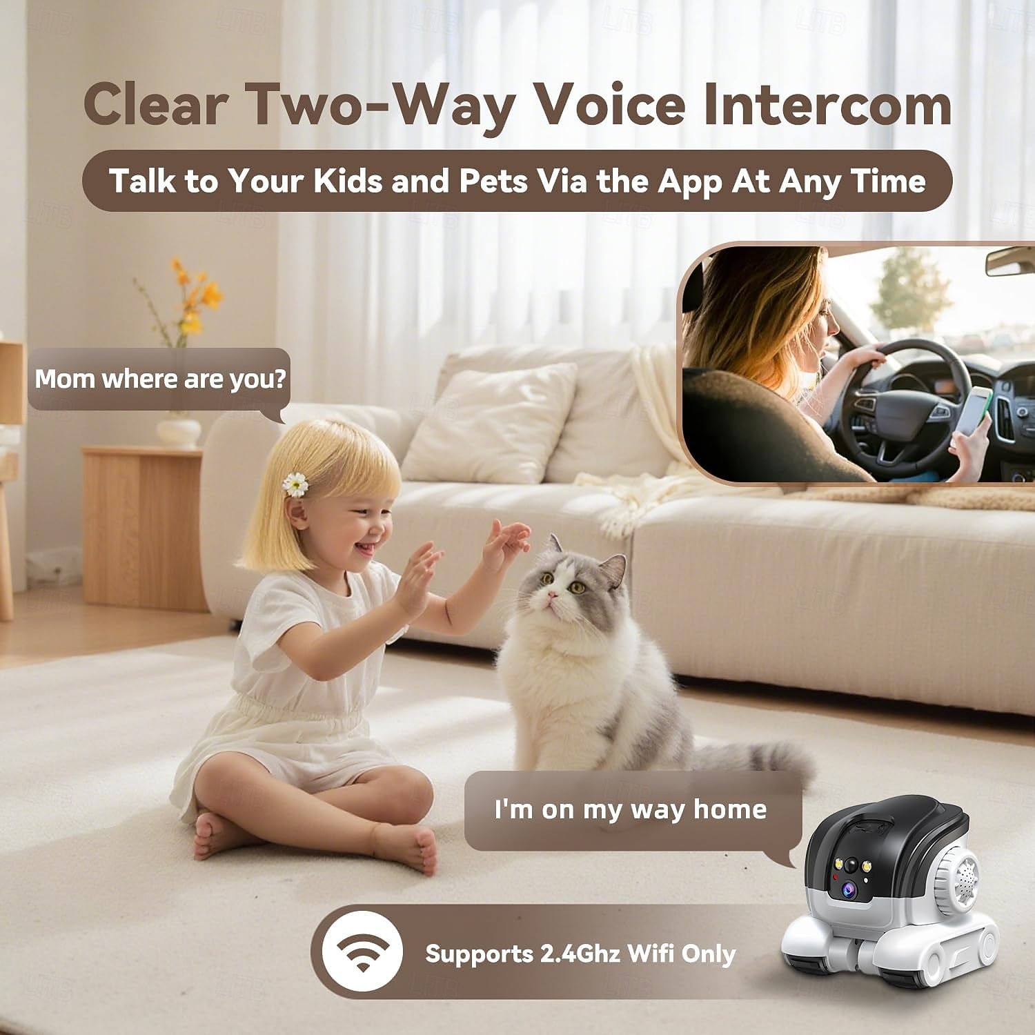 Robotcamera op wielen, 1080p, dubbele lens, beveiligingscamera voor binnen met tweewegsaudio, nachtzicht, flitser, robot met 5200mAh-batterij &App-bediening ideaal voor katten/honden/baby's/senioren 2026 - $91.99 –P5