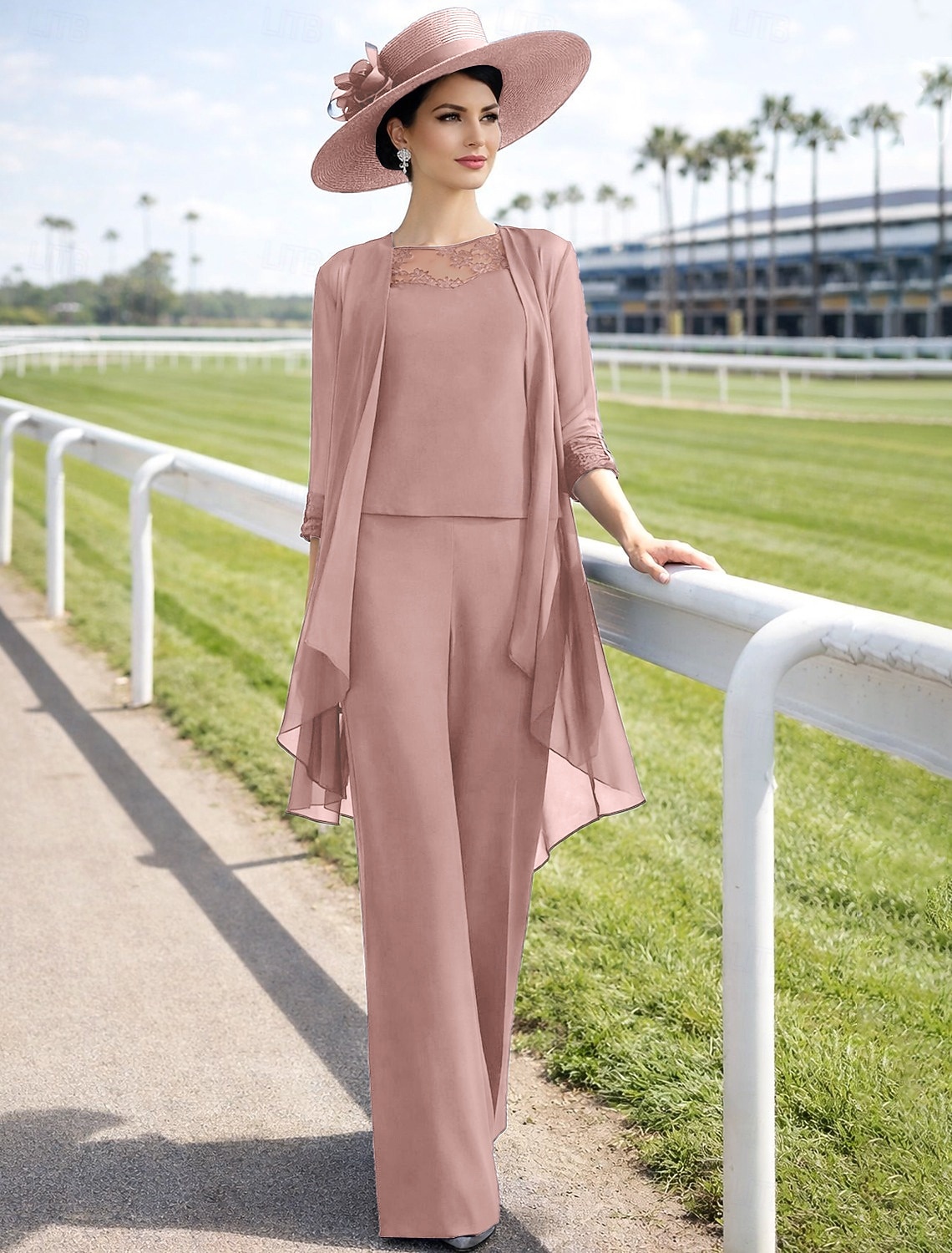 Jumpsuit Pantsuit 3 Piece Floor Length Mother of the Bride Dress