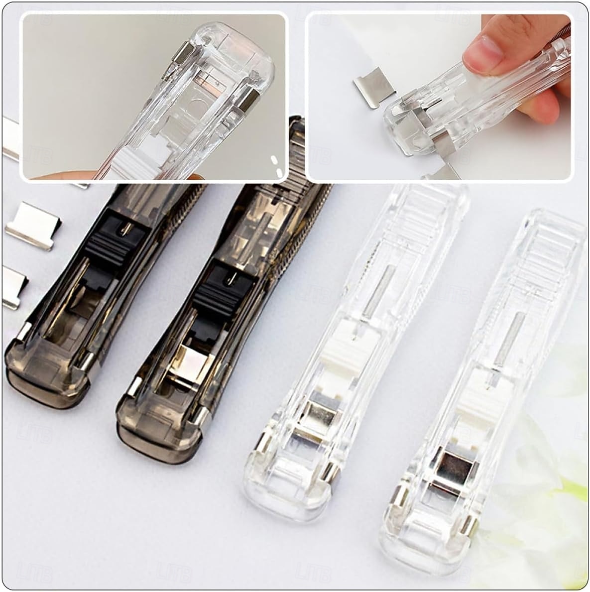 Bærbar permklipsstiftemaskin, påfyllbart stiftemaskinsett for kontoret med 2 bærbare papirklippere og permer og 200 stk. påfyllingsklips for filinnbinding og dokumentinnbinding 2026 - $15.99 –P3