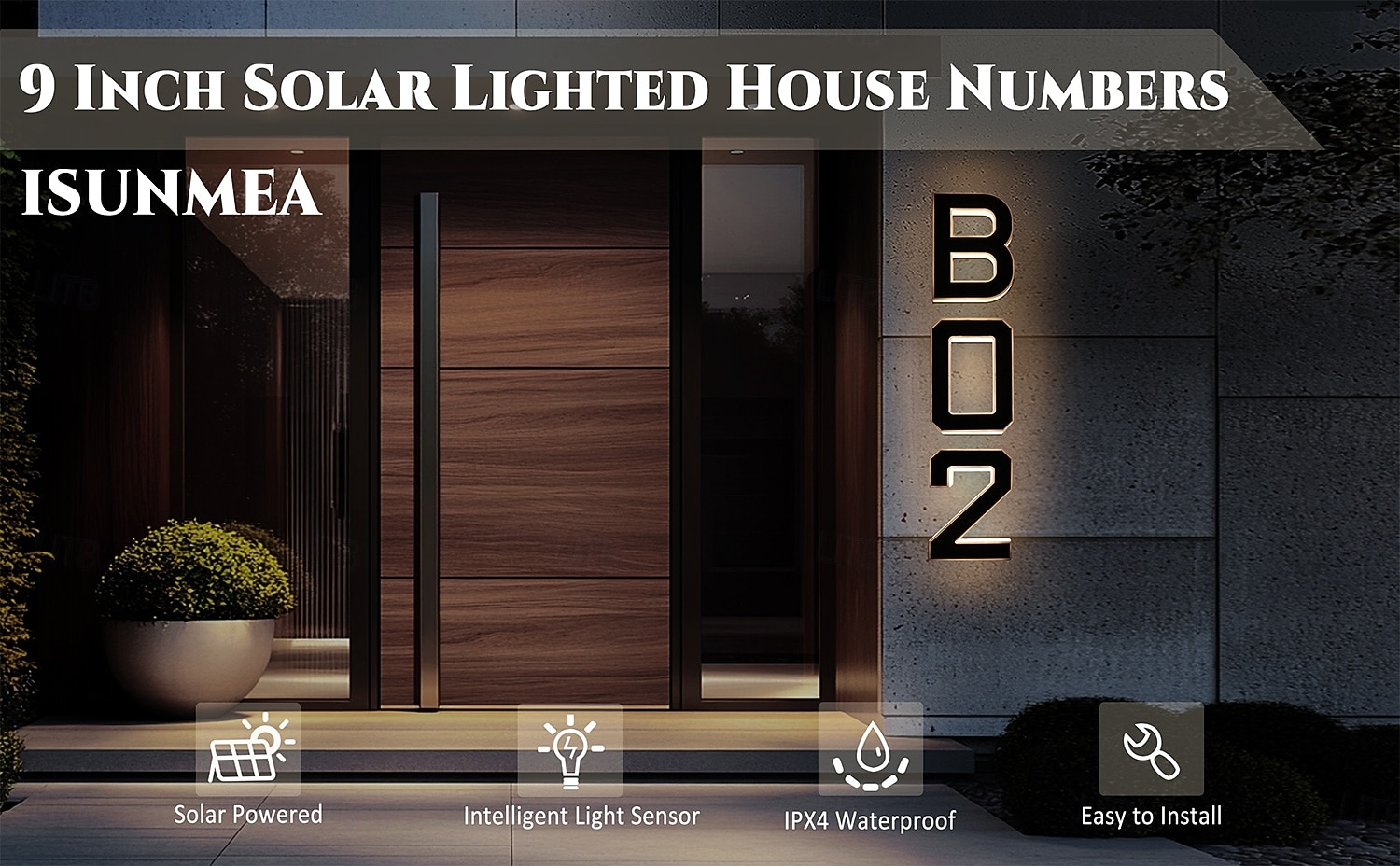 9 Inch Outdoor Solar Wall Address Sign Light, IP44 Waterproof, LED Number Light for Garden, Porch, Villa, Street, Illuminated House Number Plaque, Outdoor Wall Mounted Decorative Light 2026 - $39.99 –P3
