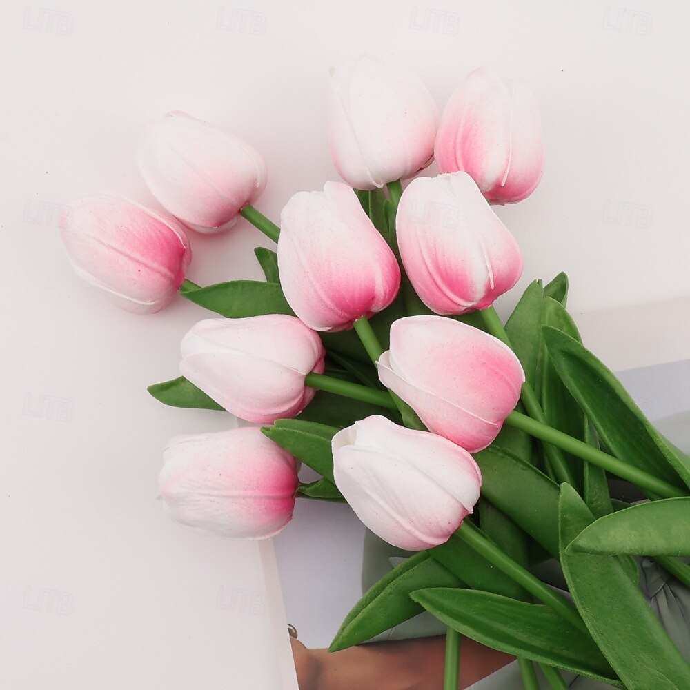 10 tulipani finti, fiori artificiali, fiori finti in PU, steli di tulipano, per bouquet primaverili da matrimonio, composizioni floreali, decorazioni per feste in casa e ufficio, per la festa della del 2026 a $15.99 –P10