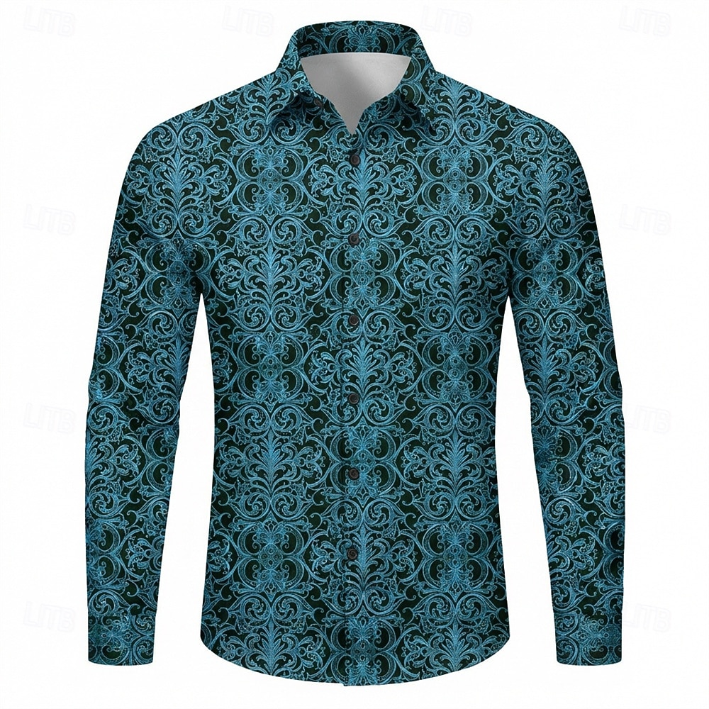 Rétro Vintage Années 1970 Chemise Chemise Aloha Manches longues Hippie Géométrique Déguisement Homme Mascarade Festival de Musique Soirée Tenue quotidienne Adulte Chemise de 2026 ? $23.99 –P6
