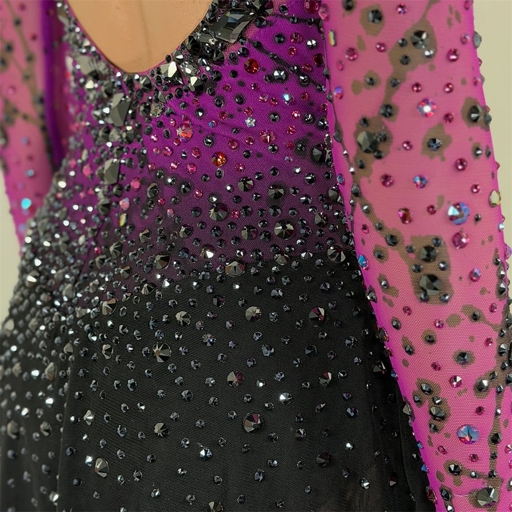 Abito da pattinaggio artistico Per donna Pattinaggio sul ghiaccio Vestito Lilla Patchwork Schiena aperta Elasticizzato Allenamento Competizione Vestiti da pattinaggio sul ghiaccio Classico Cristallo del 2026 a $378.79 –P7