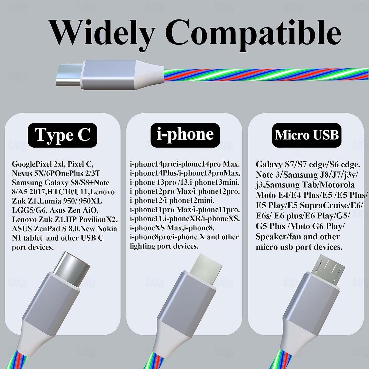 Cavo di ricarica luminoso 3 in 1, cavo di ricarica multi-led, cavo di ricarica luminoso, cavo USB 3A, compatibile con la maggior parte degli smartphone del 2026 a $16.49 –P8