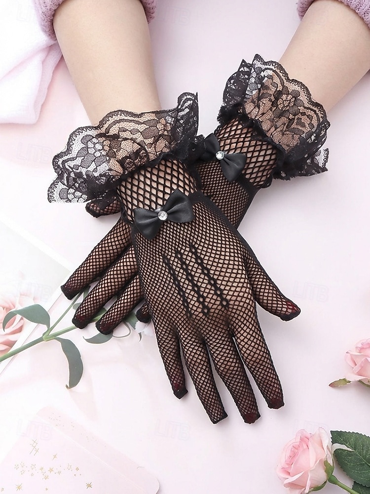 Luvas femininas de poliéster com renda e efeito rede, pretas e brancas, respiráveis e elásticas, perfeitas para noivas, elegantes luvas vintage transparentes para casamentos, bailes de formatura, eventos noturnos e ocasiões formais. de 2026 por $7.99 –P7