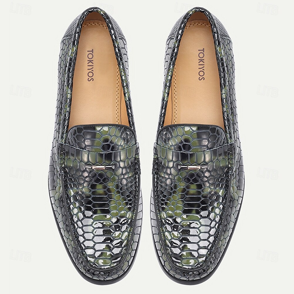 Mocassins pour homme en cuir premium imprimé serpent, tendance et audacieux, parfaits pour les vacances et les sorties nocturnes. de 2026 ? $84.99 –P5